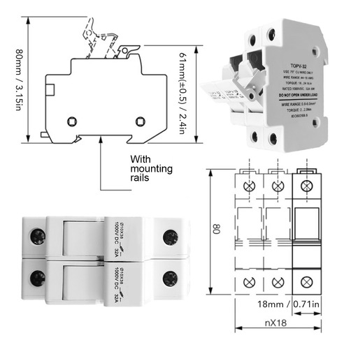 Portafusible Para Solar 2 Polos 1000v Corriente Continua