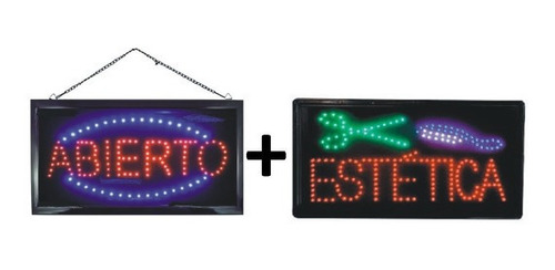 Letrero Led Abierto + Estética De 48cm X 25cm