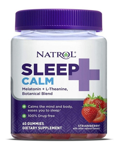 Imagen 1 de 3 de Natrol Sleep Calm | Melatonina & L-teanina | 60 Gomitas