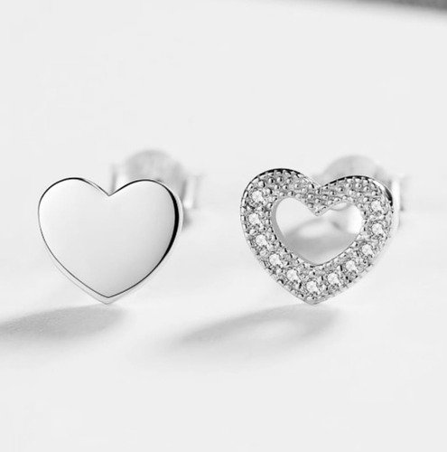 Aretes Mujer De Plata Real S925. Corazones