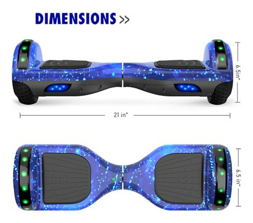 Hoverboard De 6.5 Con Bluetooth Y Luces, Para Niños De 6 A