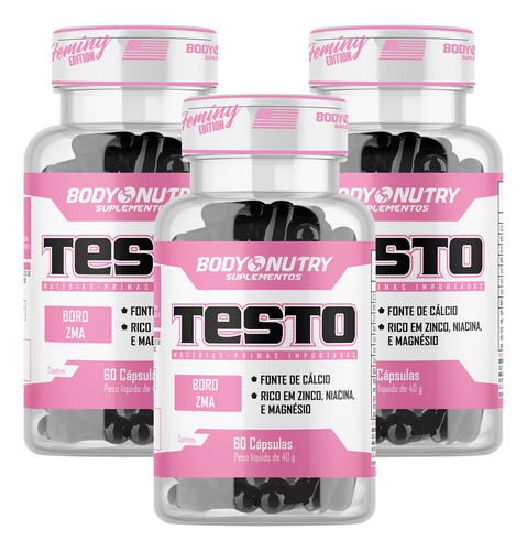 3x Testo Feminino Aumento De Força Concentrado 60 Capsulas Sabor Sem sabor