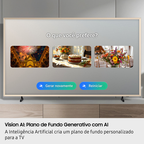 Samsung Vision Ai Tv 50 The Frame 4k Ls03f 2025, Tela Matte Antirreflexo, Molduras Customizáveis, Modo Arte, 7 Anos De Atualização