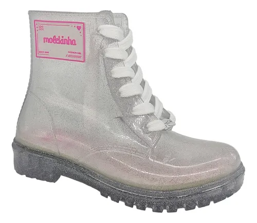 Bota molekinha coturno glitter infantil 2025