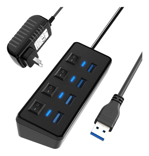 Jeswo 4 Puertos Usb 3.0 Hub 5gbps Interruptor Independiente