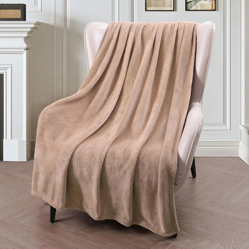 Frazada Manta Plush Flannel 240 X 190cm Térmica Ultra A Soft Canela Liso