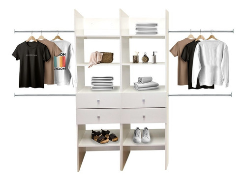 Closet Verona 2 Cajoneras Premium Ajustable Color Blanco