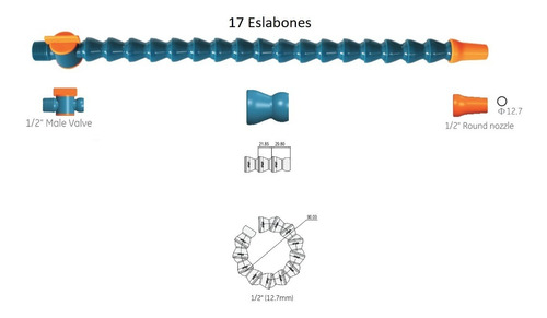 Manguera Flexible Simil Loc-line Cnc 1/2g Redondo C/valvula