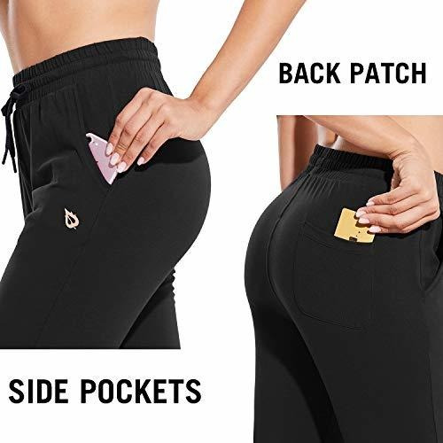Pantalones de yoga para mujer de talle alto suaves para entrenamiento BALEAF EVO de algodón con bolsillos 