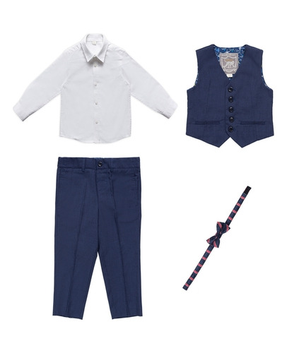 Conjunto Infantil Masculino Algodão Branco-2-3a - Monsoon 