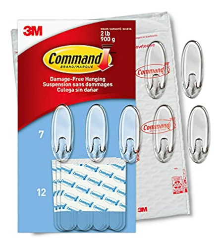 Comando Cl0917namedium Clear Oval Hooks En Fácil De Abrir Pa