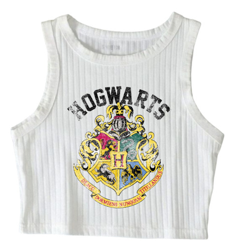 Remera Harry Potter Hogwarts Corta Top Gryffindor Hufflepuff