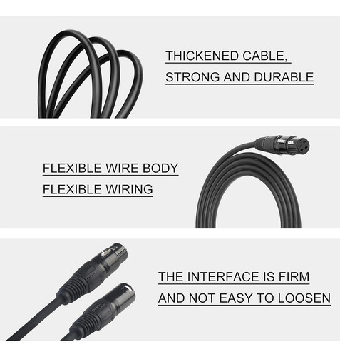 Tuomo Cables Xlr Dmx Macho A Hembra (10 Unidades), Cable De Micrófono Xlr Conectores De Extensión De Cable De 1 M, Terminal Dmx De Luz De 3 Pines Para Luces De Escenario Dmx Conexión De Señal