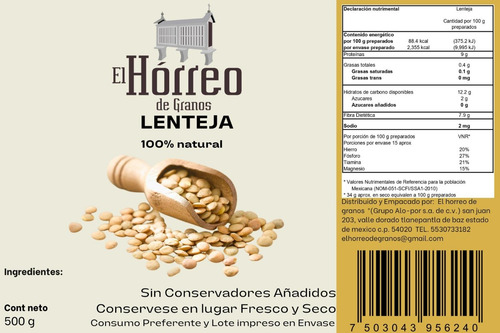 Lentejas Hórreo De Granos 500 G