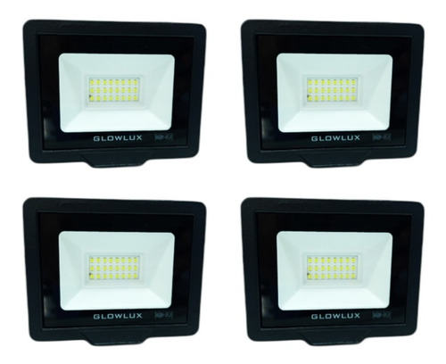 Pack X4 Proyector Reflector Eco Led 20w Fría Glowlux E. A. 