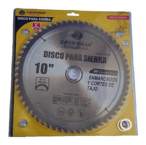 Disco Sierra Madera Circular De 10pulgadas  60 Dientes 250mm