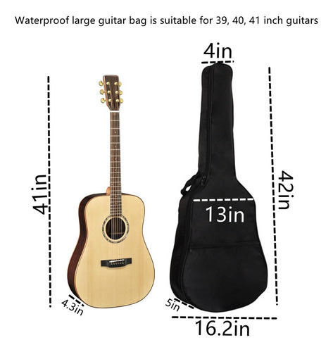 Funda Para Guitarra Acústica De 41 Pulgadas Con Correa De Ho