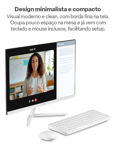 All In One, Windows 11 Home, Intel Celeron Ultra Cor Branco