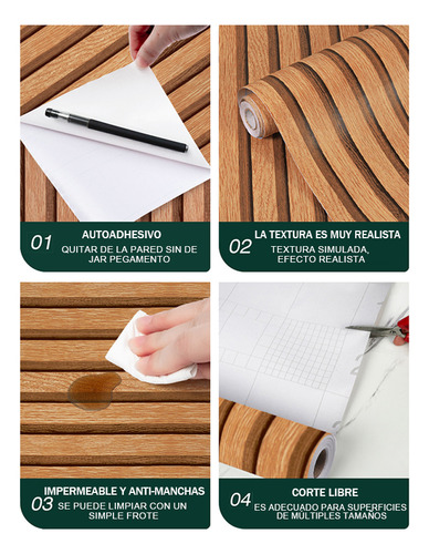 Papel Pintado Autoadhesivo Imitación Rejilla Grano De Madera