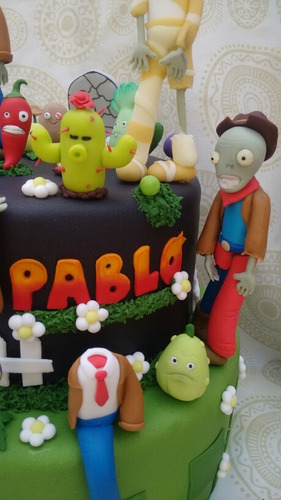 Torta Falsa Plantas Vs Zombies En Porcelana Fria