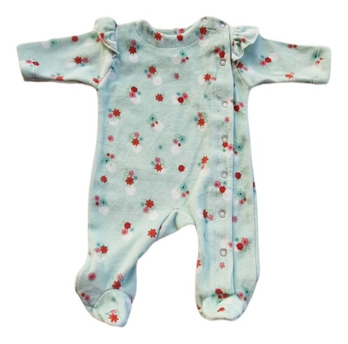 Imagen 1 de 3 de Enterito Bebe Plush Estampado Flores Broches Al Costado