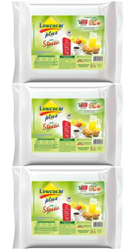 Imagem 1 de 1 de Lowçucar Plus Adoçante C/ Stevia Refil 1kg (kit C/03)
