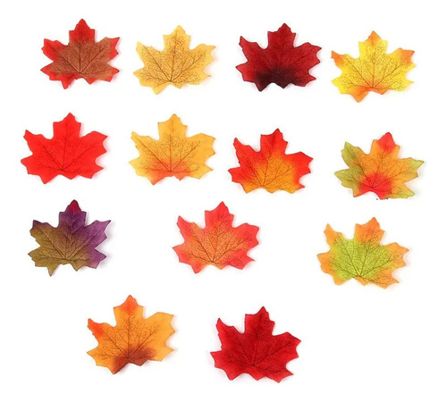 200 Hojas De Arce Artificiales De 8 Cm, Multicolores, Otoñal