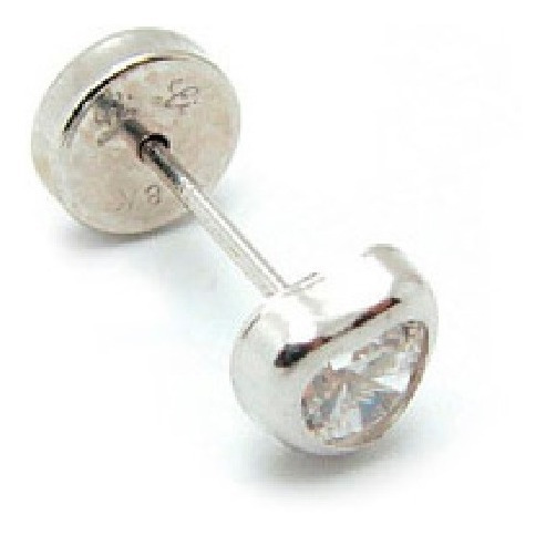 Imagen 2 de 5 de Aros Abridores Oro Blanco 18k Corazón Con Cubic Lili 4027