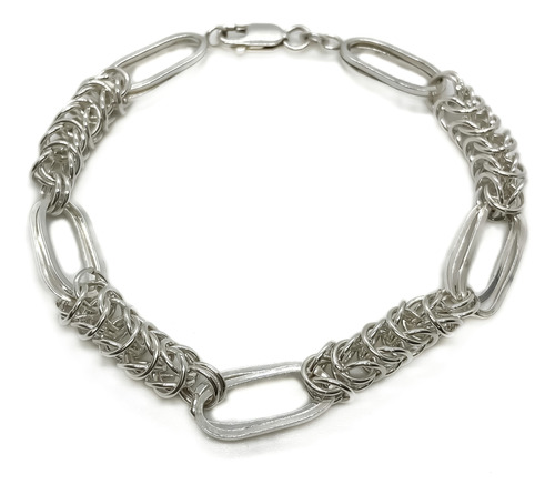 Pulsera Cosida Con Arandelas Plata 925 20 Cm