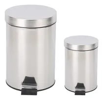 Comprar Set 2 Cestos Tacho Residuos A Pedal Acero Brillante 3 L 12 L