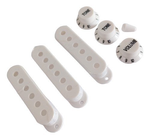 Kit De Capinhas Para Captador Guitarra Com Knobs E Ponteira Branco
