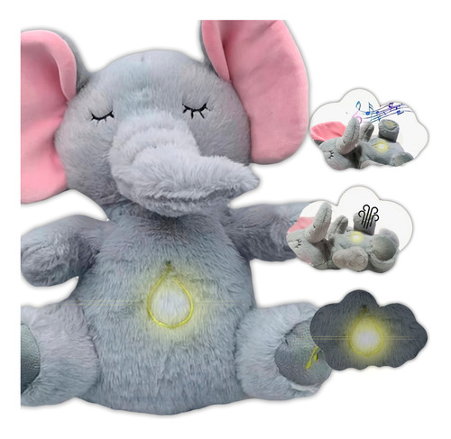 Peluche Elefante Hora De Dormir Con Respiración Luz Y Sonido