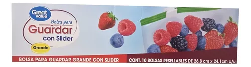 Bolsas para congelar alimentos Great Value con doble cierre grandes 15 pzas