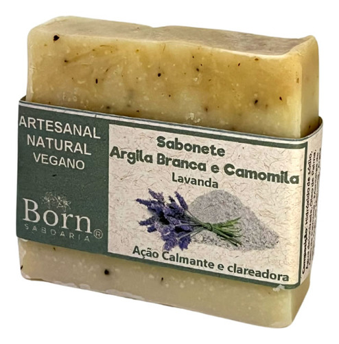 Sabonete Natural E Vegano Argila Branca E Camomila - Born