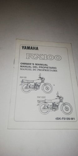 Catálogo Manual De Propietario Original Yamaha Rx100 