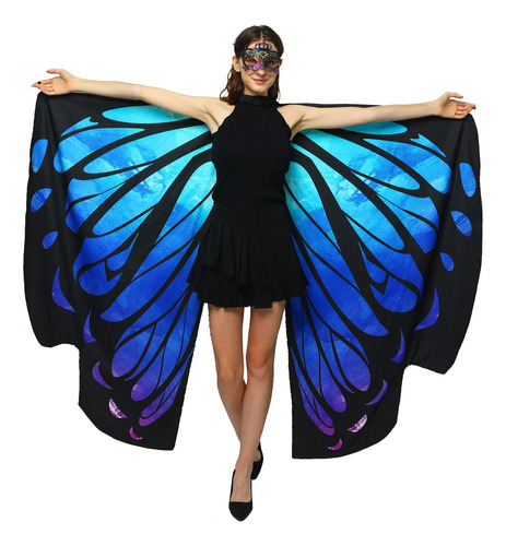 Disfraz De Alas De Mariposa Para Mujer, Tela Con Estampado D