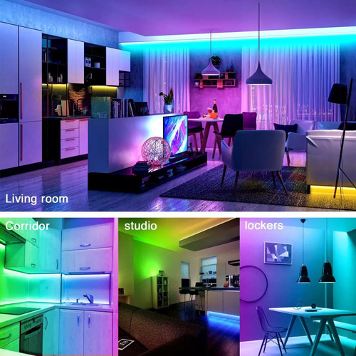 Tira Cinta Luces Led Rgb Iluminacion 10 Mt App Conector