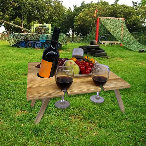 A Mesa De Picnic De Vino Al Aire Libre Mesa De Los A