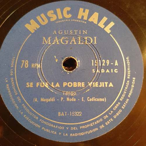 Pasta Agustin Magaldi Music Hall 15129 C368