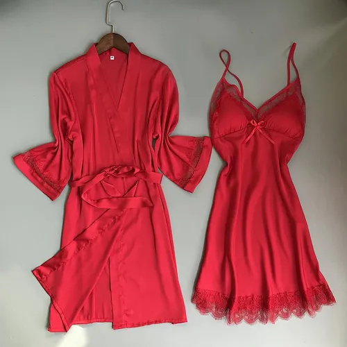 Nuevo Pijama De Seda Satinada Para Mujer, Bata, Ropa Interio