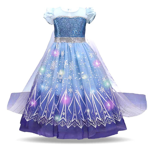 Vestido Uporpor Frozen Princess Elsa Con Iluminación Led Par 4