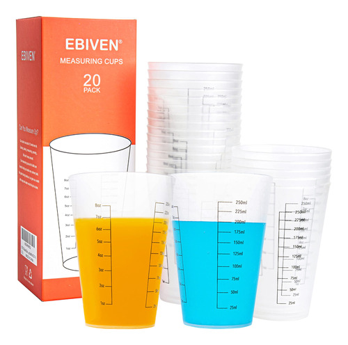 Ebiven 20 Tazas Medidoras De Plastico Para Liquidos, Tazas D