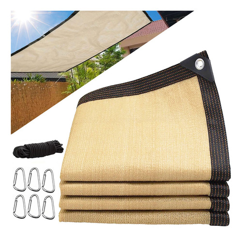 Malla Sombra 6x5 Bloqueo Uv 95% Con Cuerda Para Jardin
