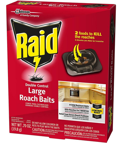 Raid Double Control, Cebos De Cucaracha Grandes 0.70 Onzas (