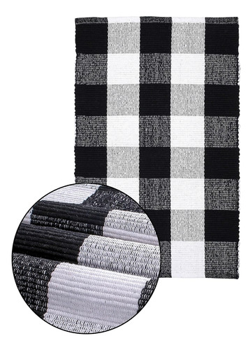 Buffalo Plaid Rugs For Living Room 24x36 Inchblack Whit...