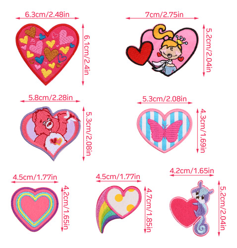 14 Parches Termoadhesivos En Forma De Corazón, Para Aplicar