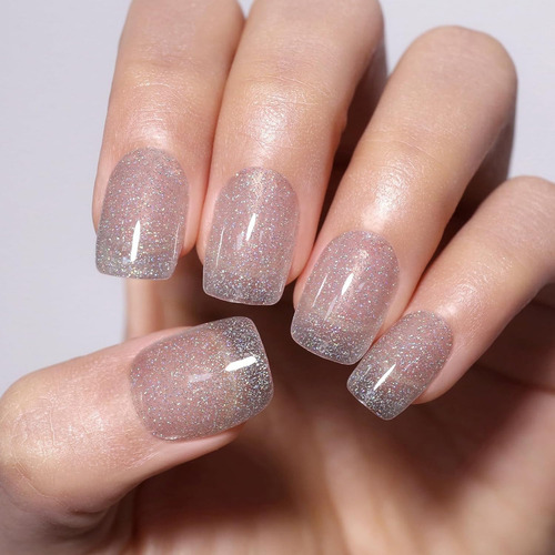 Ozzeal - Esmalte De Uñas De Gel Con Purpurina Uv Led 15ml Color Purpurina Iridiscente Transparente