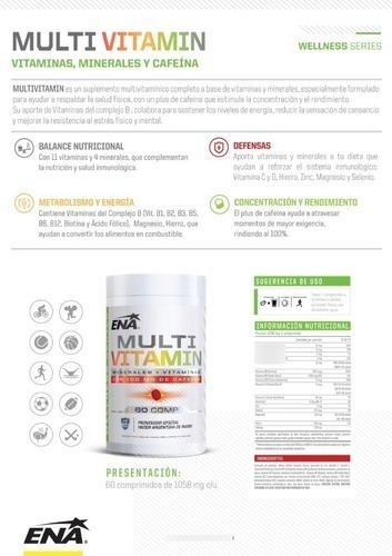 Multivitaminico Ena Sport Minerales Vitaminas Cafeína Neutro