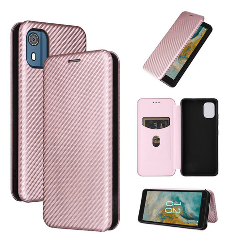 Funda Tipo Cartera De Fibra De Carbono For Teléfono Nokia