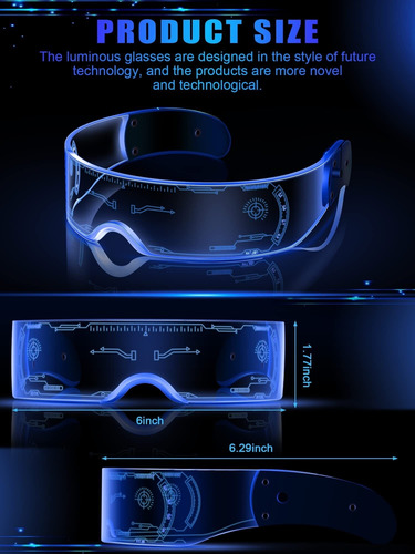 Gafas Led Visor - 7 Colores,12 Modos Gafas De Sol Futuristas